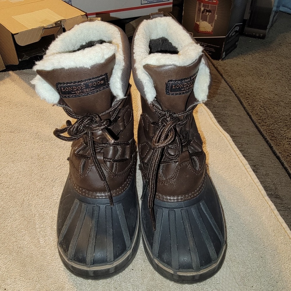 London Fog Collection LFG MOORGATE Black/dark Brown/ivory kids‎ boots size 1